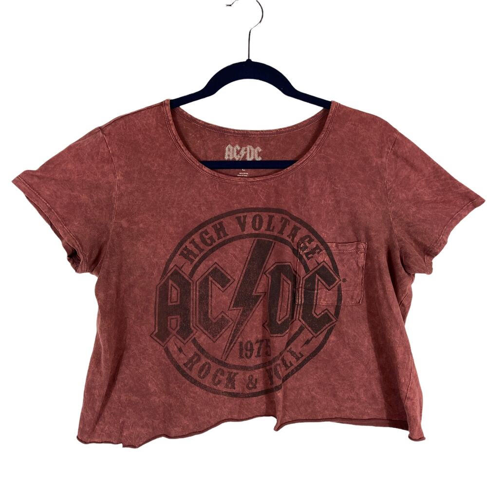 AC/DC Crop Top Band Tee Size Large